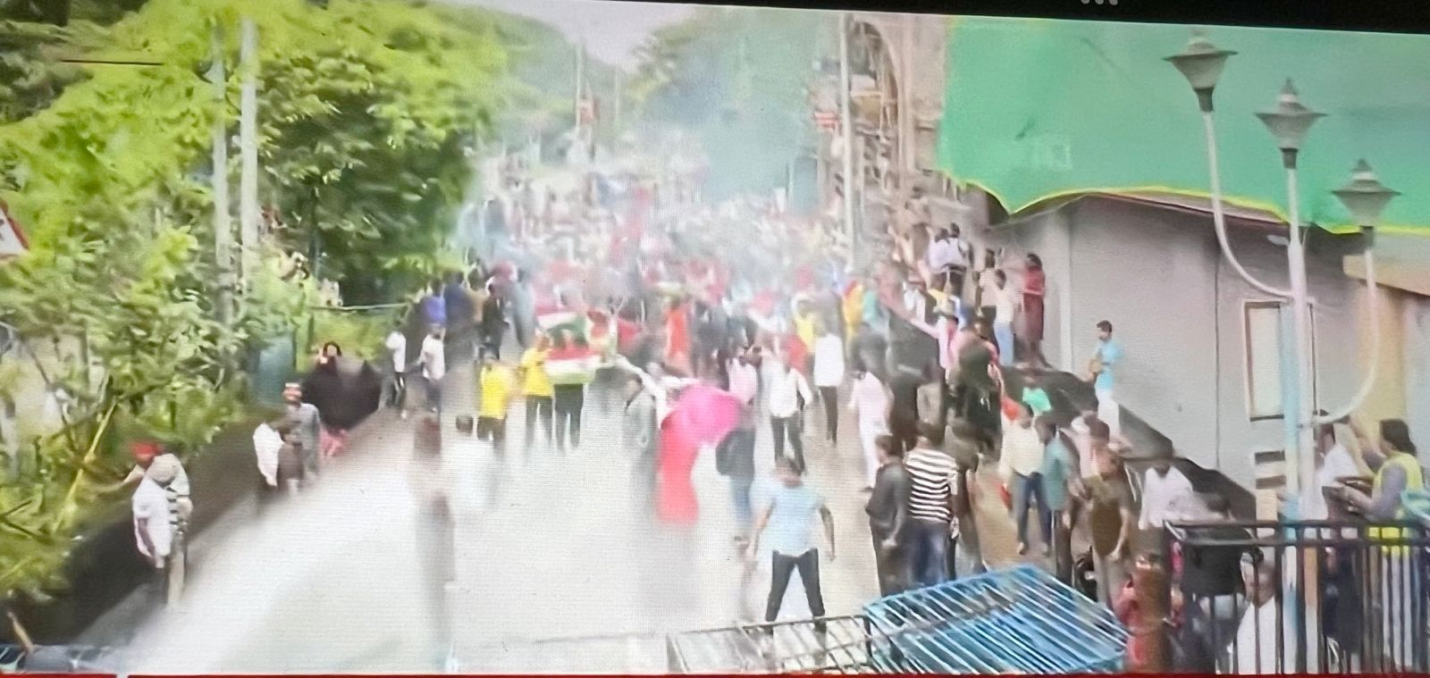 Kolkata news LIVE: A water cannon being used by security personnel to disperse agitators during the 'Nabanna Abhijan' rally.